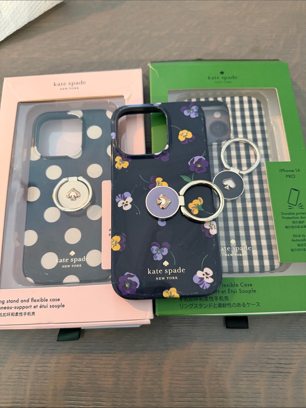 Kate Spade iPhone 14 PRO Cases with Ring Holders set of three bundle